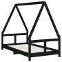 Black pine wood children's bed frame 80x160 cm by vidaXL, Cribs and beds for children - Ref: Foro24-834461, Price: 116,33 €, ...