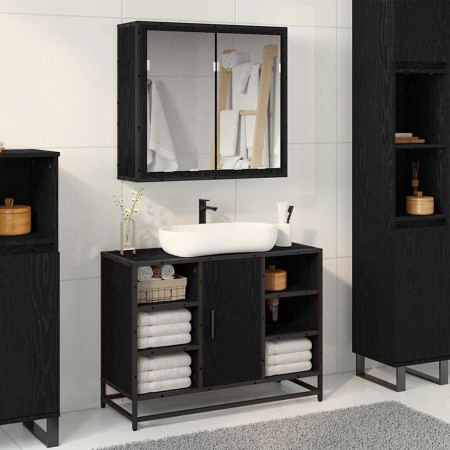 Juego de muebles de baño 2 pcs Roble negro 80 x 33 x 60 cm