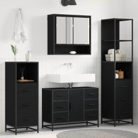 Juego de muebles de baño 4 pcs Roble negro 80 x 33 x 60 cm