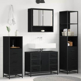 Juego de muebles de baño 4 pcs Roble negro 80 x 33 x 60 cm