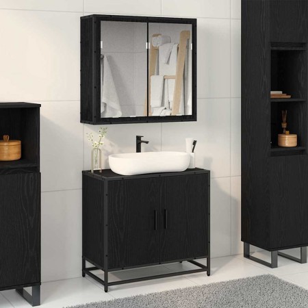 Juego de muebles de baño 2 pcs Roble negro 65 x 33 x 60 cm
