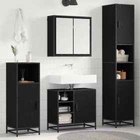 Juego de muebles de baño 4 pcs Roble negro 65 x 33 x 60 cm