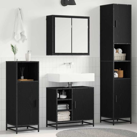 Juego de muebles de baño 4 pcs Roble negro 65 x 33 x 60 cm