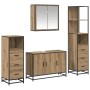 Juego de muebles de baño 4 pcs Roble artisan 90 x 33 x 60 cm