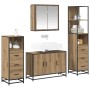 Juego de muebles de baño 4 pcs Roble artisan 90 x 33 x 60 cm