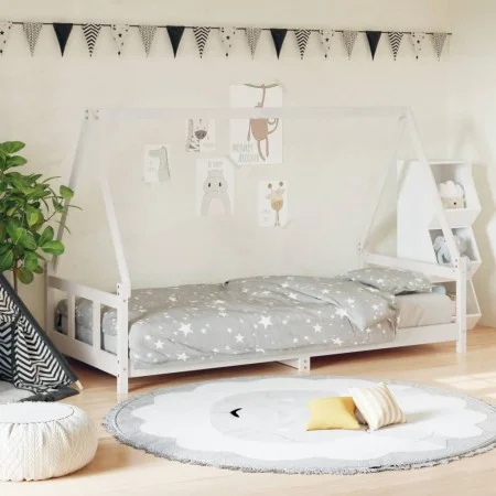 Kinderbettgestell aus weißem Kiefernholz, 90 x 200 cm von vidaXL, Kinderbetten und Betten für Kinder - Ref: Foro24-834454, Pr...