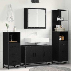 Juego de muebles de baño 4 pcs Roble negro 90 x 33 x 60 cm