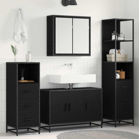 Juego de muebles de baño 4 pcs Roble negro 90 x 33 x 60 cm
