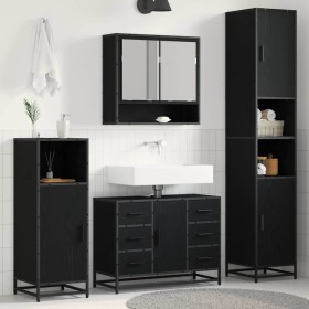 Juego de muebles de baño 3 pcs Roble negro 35 x 37.5 x 188.5 cm