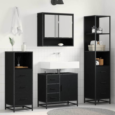 Juego de muebles de baño 4 pcs Roble negro 65 x 33 x 60 cm