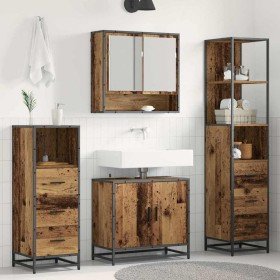 Juego de muebles de baño 4 pcs Madera vieja 65 x 33 x 60 cm