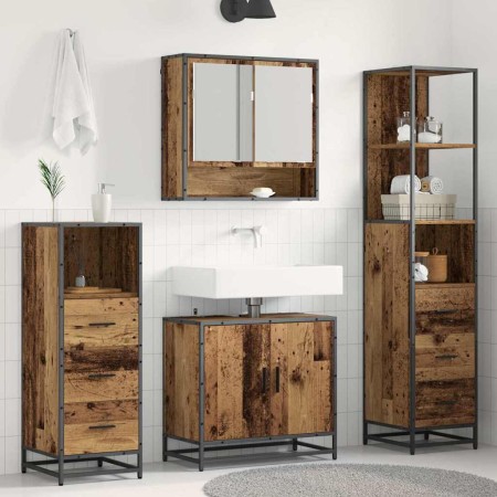 Juego de muebles de baño 4 pcs Madera vieja 65 x 33 x 60 cm