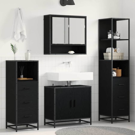 Juego de muebles de baño 4 pcs Roble negro 65 x 33 x 60 cm