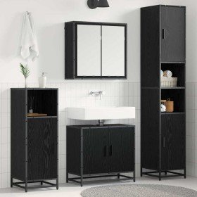 Juego de muebles de baño 4 pcs Roble negro 65 x 33 x 60 cm