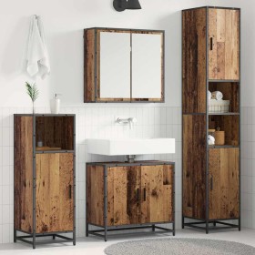 Juego de muebles de baño 3 pcs Madera vieja 65 x 33 x 60 cm