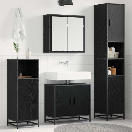 Juego de muebles de baño 3 pcs Roble negro 65 x 33 x 60 cm