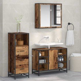 Juego de muebles de baño 3 pcs Madera vieja 80 x 33 x 60 cm