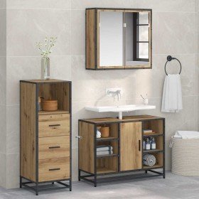 Juego de muebles de baño con cajón 3 pcs Roble artesanal en Muebles de baño | Comprar online en Foro24
