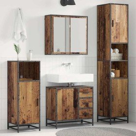 Juego de muebles de baño 3 pcs Madera vieja 65 x 33 x 60 cm