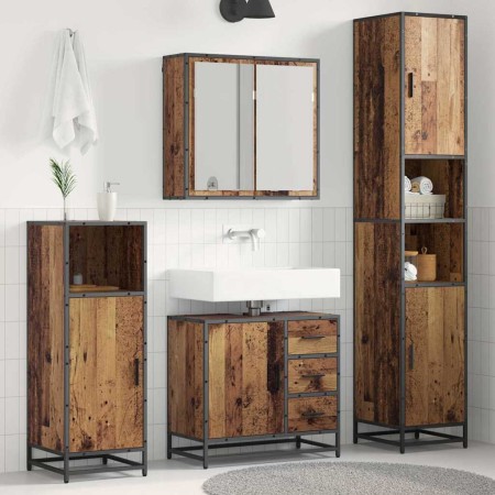 Juego de muebles de baño 3 pcs Madera vieja 65 x 33 x 60 cm