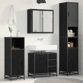 Juego de muebles de baño 3 pcs Roble negro 65 x 33 x 60 cm
