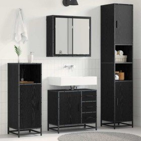 Juego de muebles de baño 3 pcs Roble negro 65 x 33 x 60 cm