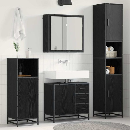 Juego de muebles de baño 3 pcs Roble negro 65 x 33 x 60 cm