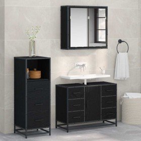 Juego de muebles de baño 3 pcs Roble Negro Madera de ingeniería en Muebles de baño | Comprar online en Foro24
