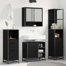 Juego de muebles de baño 4 pcs Roble Negro Madera de ingeniería en Muebles de baño | Comprar online en Foro24