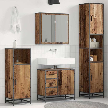 Juego de muebles de baño 4 pcs Madera vieja 65 x 33 x 60 cm
