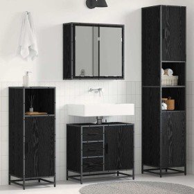 Juego de muebles de baño 4 pcs Roble Negro Madera de ingeniería en Muebles de baño | Comprar online en Foro24