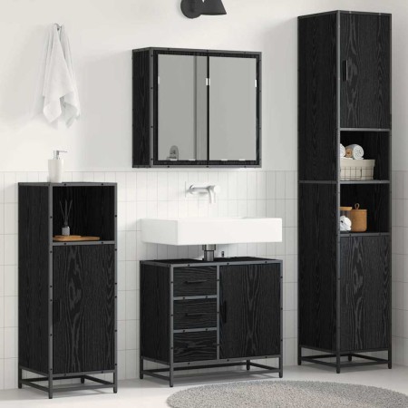 Juego de muebles de baño 4 pcs Roble negro 65 x 33 x 60 cm