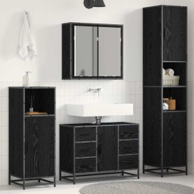 Juego de muebles de baño 3 pcs Roble negro 80 x 33 x 60 cm