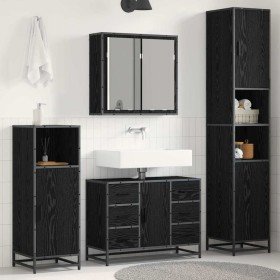 Juego de muebles de baño 3 pcs Roble Negro Madera de ingeniería en Muebles de baño | Comprar online en Foro24