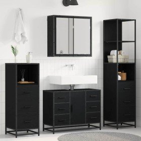 Juego de muebles de baño 3 pcs Roble Negro Madera de ingeniería en Muebles de baño | Comprar online en Foro24