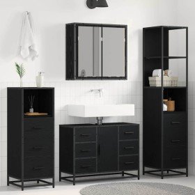 Juego de muebles de baño 4 pcs Roble negro 80 x 33 x 60 cm
