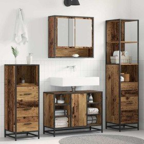 Juego de muebles de baño 3 pcs Madera vieja 35 x 37.5 x 166 cm