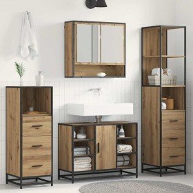 Juego de muebles de baño con cajón 3 pcs Roble artesanal en Muebles de baño | Comprar online en Foro24