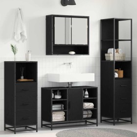 Juego de muebles de baño 3 pcs Roble negro 35 x 37.5 x 166 cm