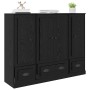 Vitrina con cajón 3 pcs Roble Negro Madera contrachapada