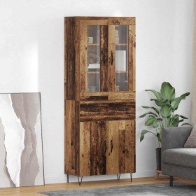 Aparador alto con cajón Madera envejecida 69,5 x 34 x 180 cm en Aparadores | Comprar online en Foro24