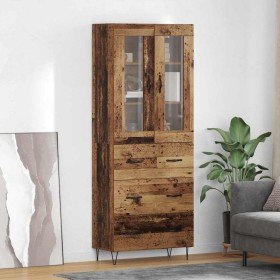 Aparador alto con cajón Madera envejecida 69,5 x 34 x 180 cm en Aparadores | Comprar online en Foro24
