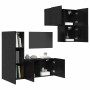 Unidad de Pared para TV 4 pcs Roble Negro Madera contrachapada
