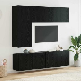 Unidades de pared para TV Montaje en la pared 5 pcs Roble Negro