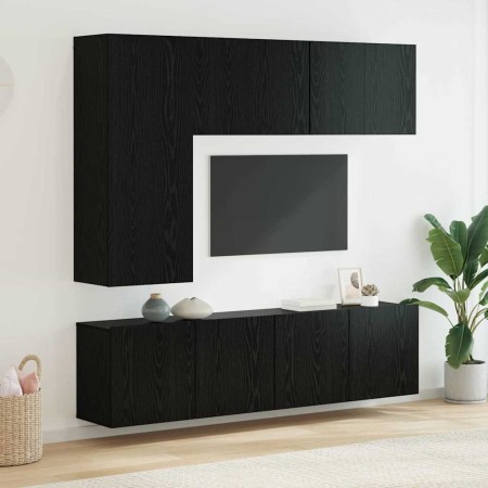 Unidades de pared para TV Montaje en la pared 5 pcs Roble Negro