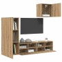Unidades de pared para TV 4 pcs Roble artesanal