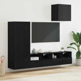 Unidades de pared para TV 4 pcs Roble Negro en Muebles TV | Comprar online en Foro24