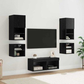 Unidades de pared para TV 8 pcs Roble Negro en Muebles TV | Comprar online en Foro24
