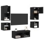 Unidades de TV de Pared con LED 8 pcs Roble Negro