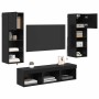Unidades de pared para TV 5 pcs Roble Negro 60 x 30 x 30 cm